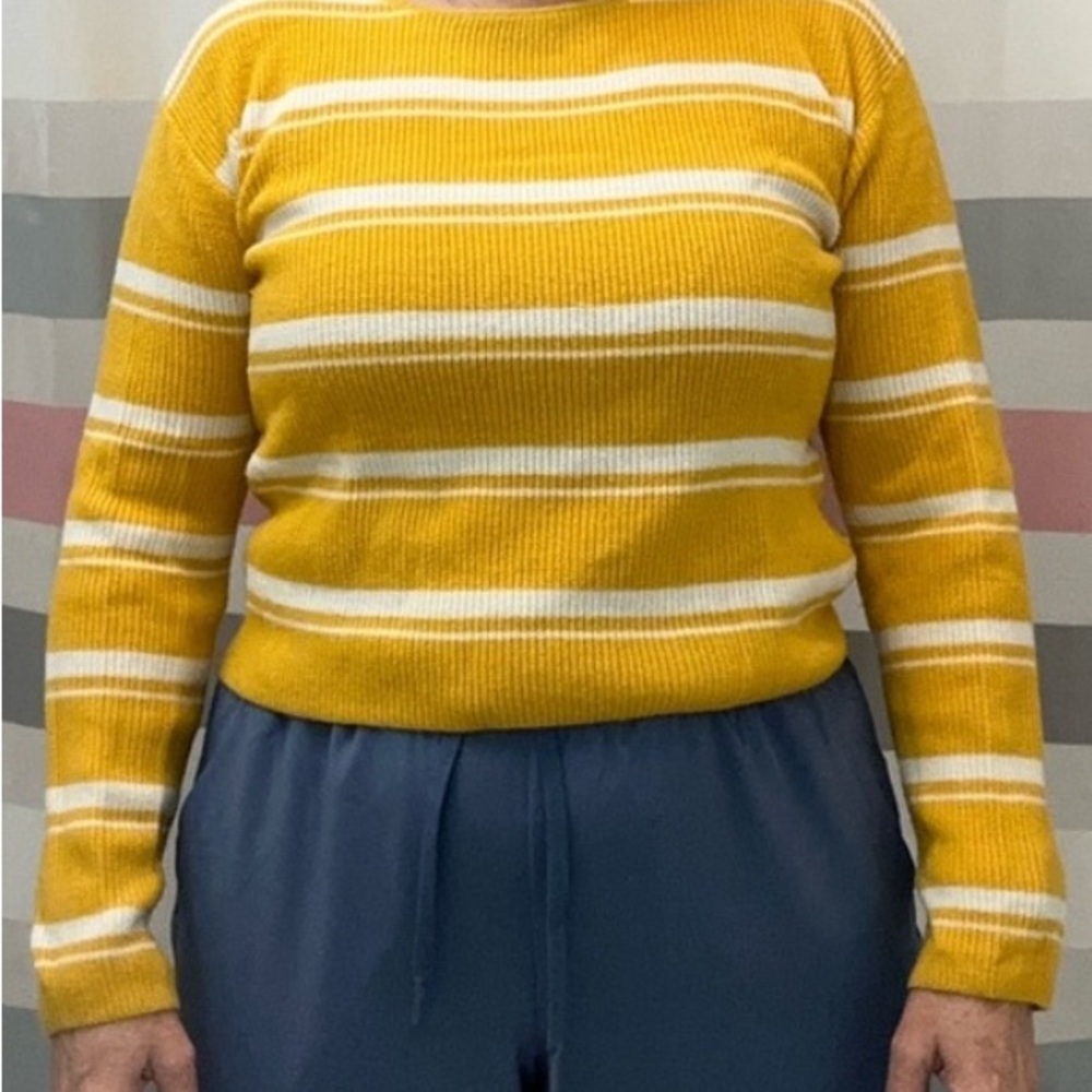 H&M Mustard and White Knit Sweater